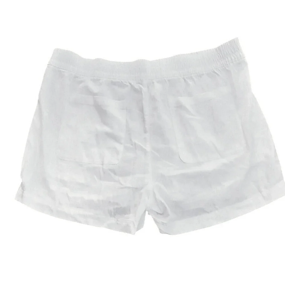 Old Navy Womens XL Calla Lily White Linen Blend 3 Inch Shorts Comfort Waistband